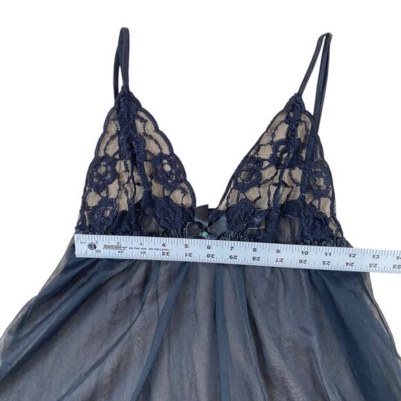 Vintage Fredricks of Hollywood Slip Dress Sheer Black Women Medium Romantic Sexy - Picture 4 of 7